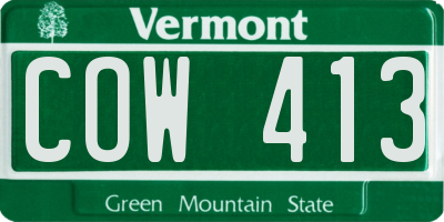 VT license plate COW413