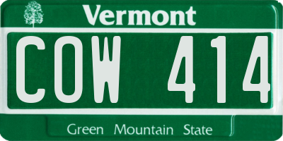 VT license plate COW414