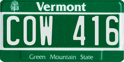VT license plate COW416
