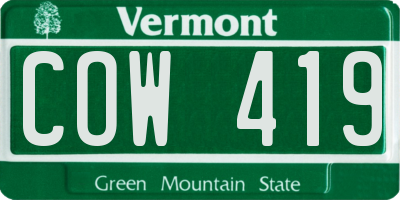 VT license plate COW419