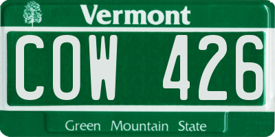 VT license plate COW426