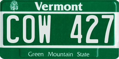 VT license plate COW427