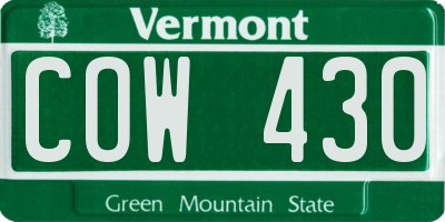 VT license plate COW430