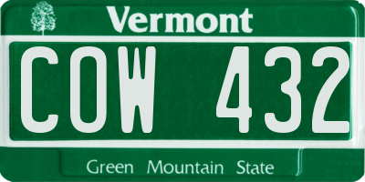 VT license plate COW432