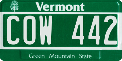 VT license plate COW442