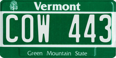 VT license plate COW443