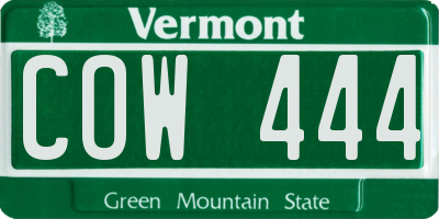 VT license plate COW444