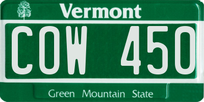 VT license plate COW450