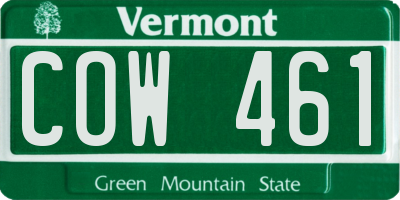 VT license plate COW461