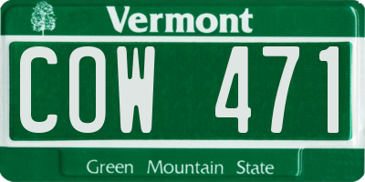 VT license plate COW471