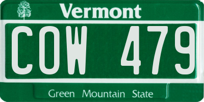 VT license plate COW479