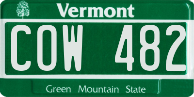 VT license plate COW482