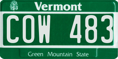 VT license plate COW483