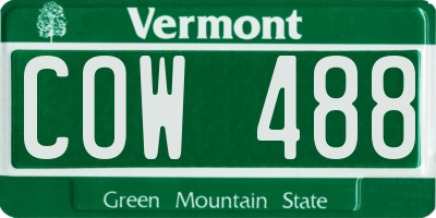 VT license plate COW488