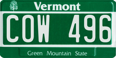 VT license plate COW496