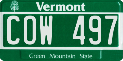 VT license plate COW497
