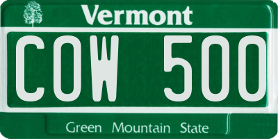 VT license plate COW500