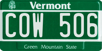 VT license plate COW506