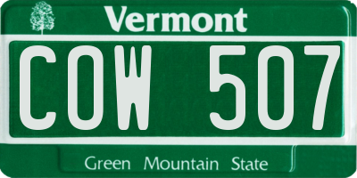 VT license plate COW507