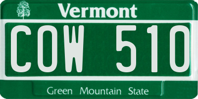 VT license plate COW510