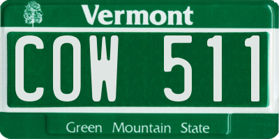 VT license plate COW511