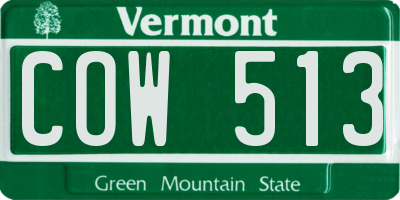 VT license plate COW513
