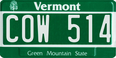VT license plate COW514