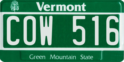 VT license plate COW516