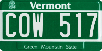 VT license plate COW517
