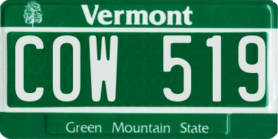 VT license plate COW519