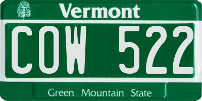 VT license plate COW522
