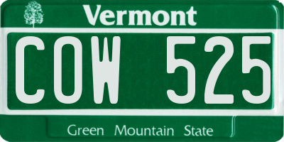 VT license plate COW525