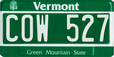 VT license plate COW527