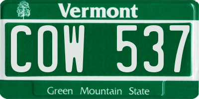 VT license plate COW537