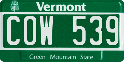 VT license plate COW539