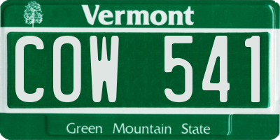 VT license plate COW541
