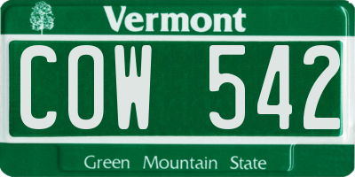 VT license plate COW542
