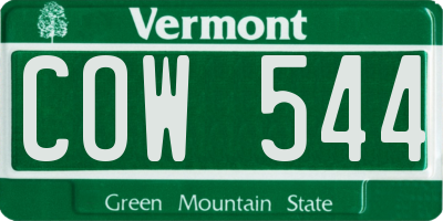 VT license plate COW544