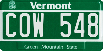 VT license plate COW548