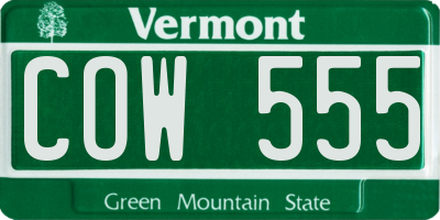 VT license plate COW555