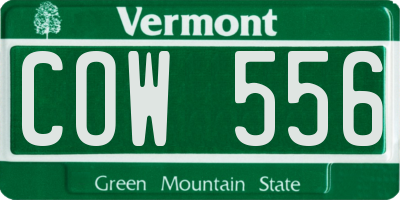 VT license plate COW556