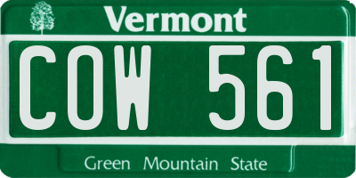 VT license plate COW561