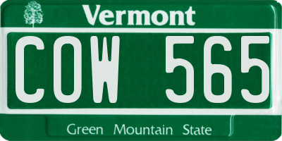 VT license plate COW565