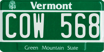 VT license plate COW568