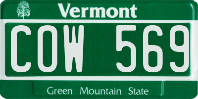 VT license plate COW569