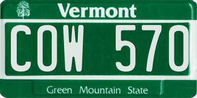 VT license plate COW570