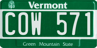 VT license plate COW571