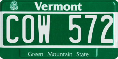 VT license plate COW572