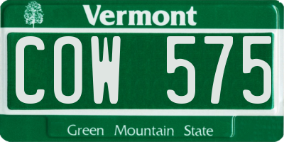 VT license plate COW575