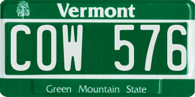 VT license plate COW576